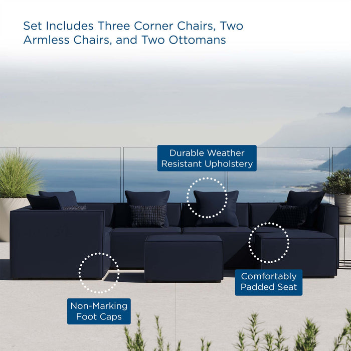 Saybrook Outdoor Patio Upholstered 7-Piece Sectional Sofa