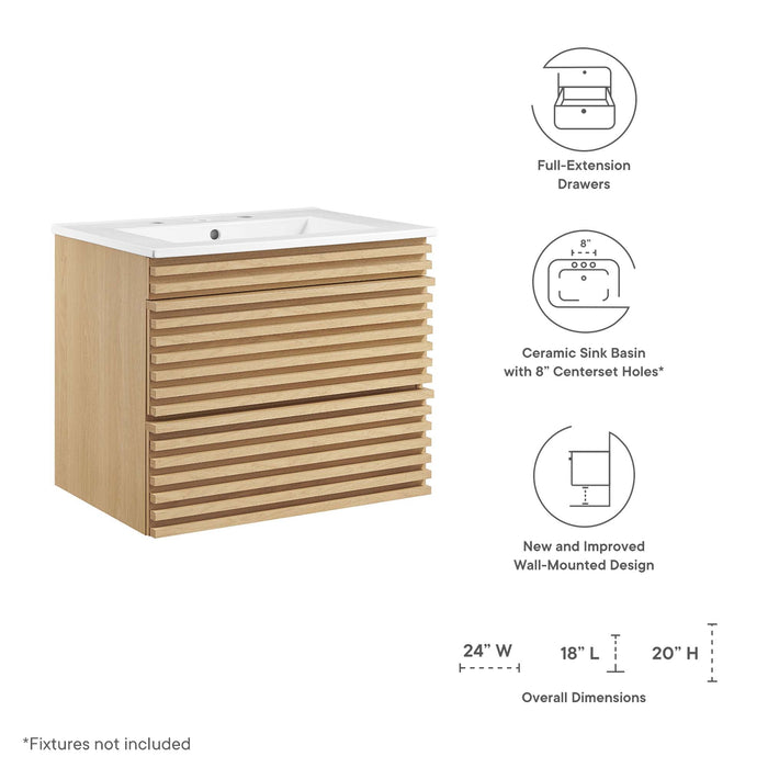 Render Wall-Mount Bathroom Vanity with White Basin Included