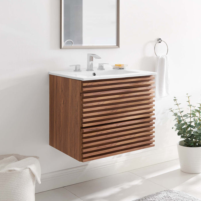 Render Wall-Mount Bathroom Vanity with White Basin Included