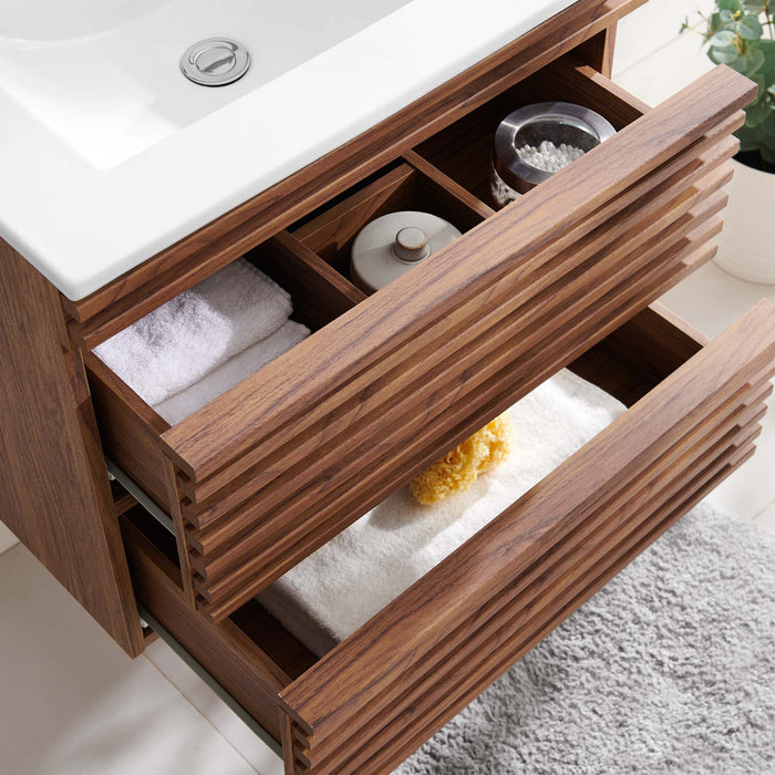 Render Wall-Mount Bathroom Vanity with White Basin Included