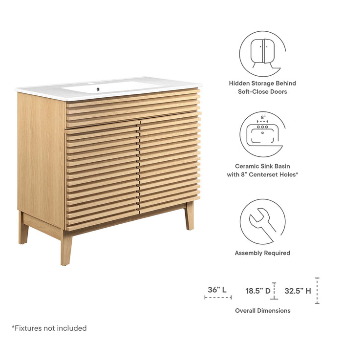 Render 30" and 36" Bathroom Vanities with White Basin Included