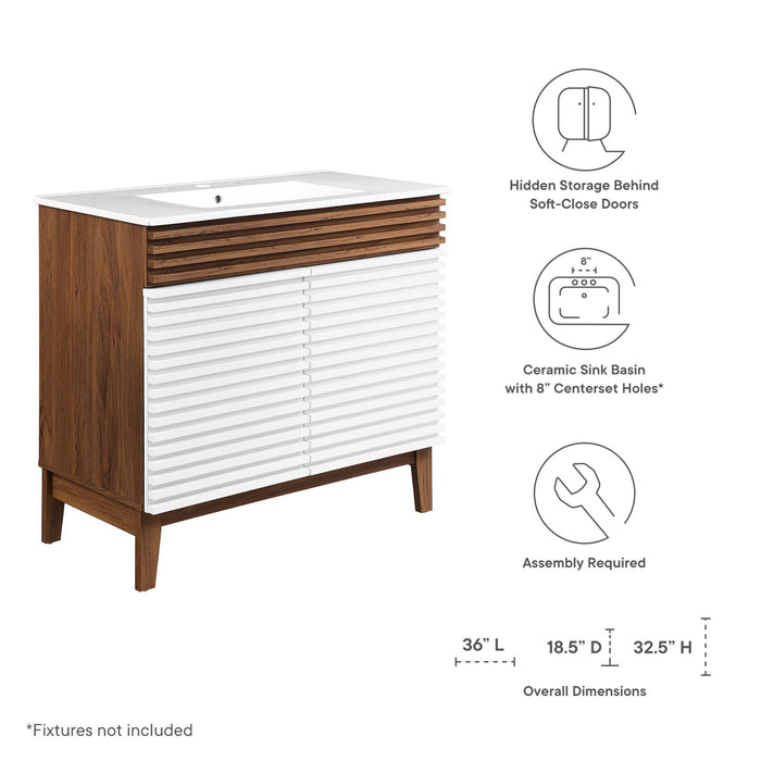 Render 30" and 36" Bathroom Vanities with White Basin Included