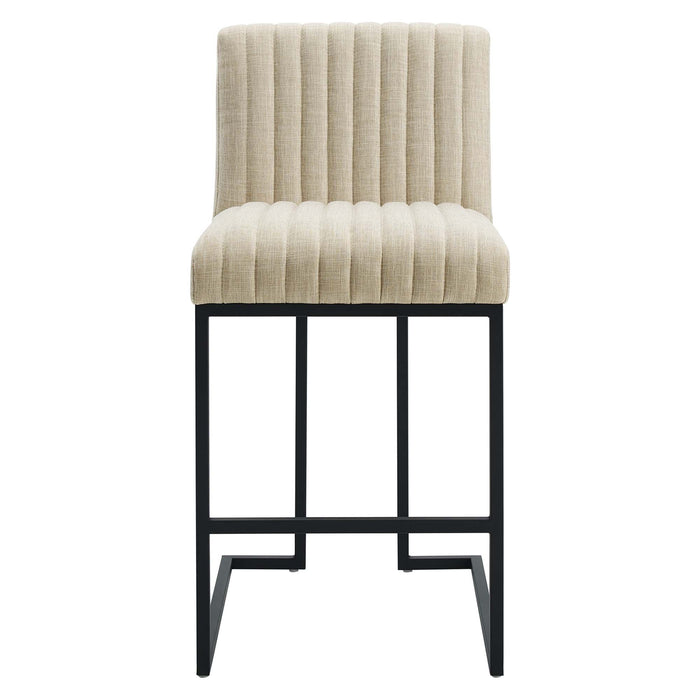 Indulge Channel Tufted Fabric Counter Stool