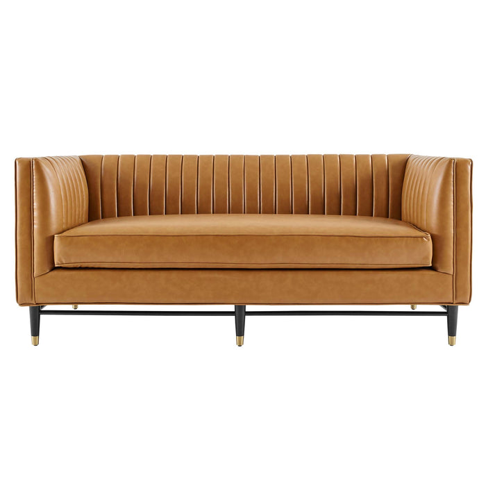 Devote Channel Tufted Vegan Leather Loveseat