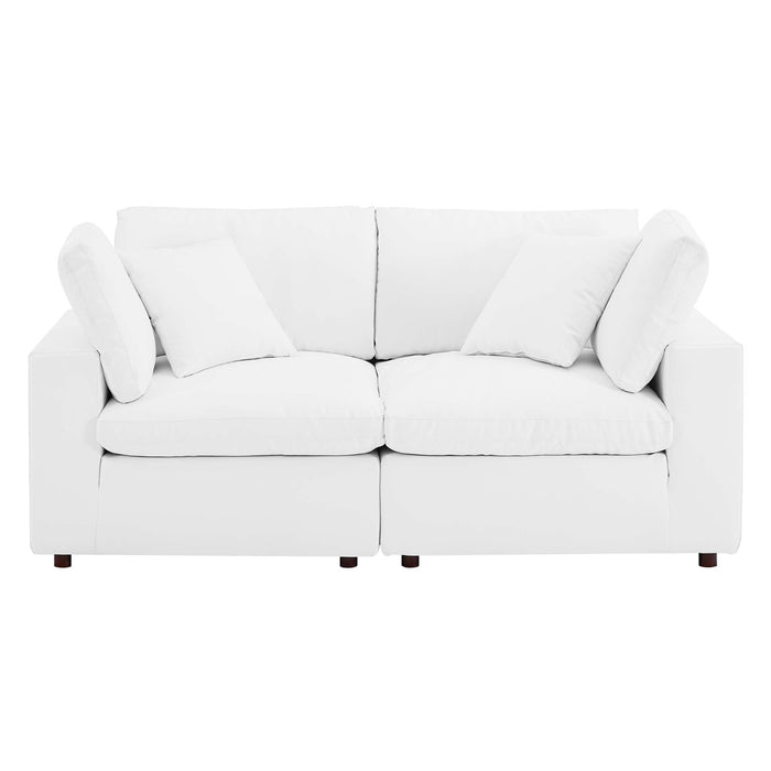 Commix Down Filled Overstuffed Vegan Leather Loveseat