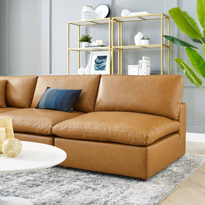 Commix Down Filled Overstuffed Vegan Leather 5-Piece Sectional Sofa