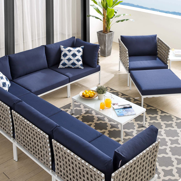 Harmony 10-Piece  Sunbrella® Basket Weave Outdoor Patio Aluminum Sectional Sofa Set