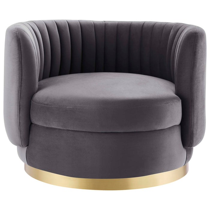 Embrace Tufted Performance Velvet Swivel Chair