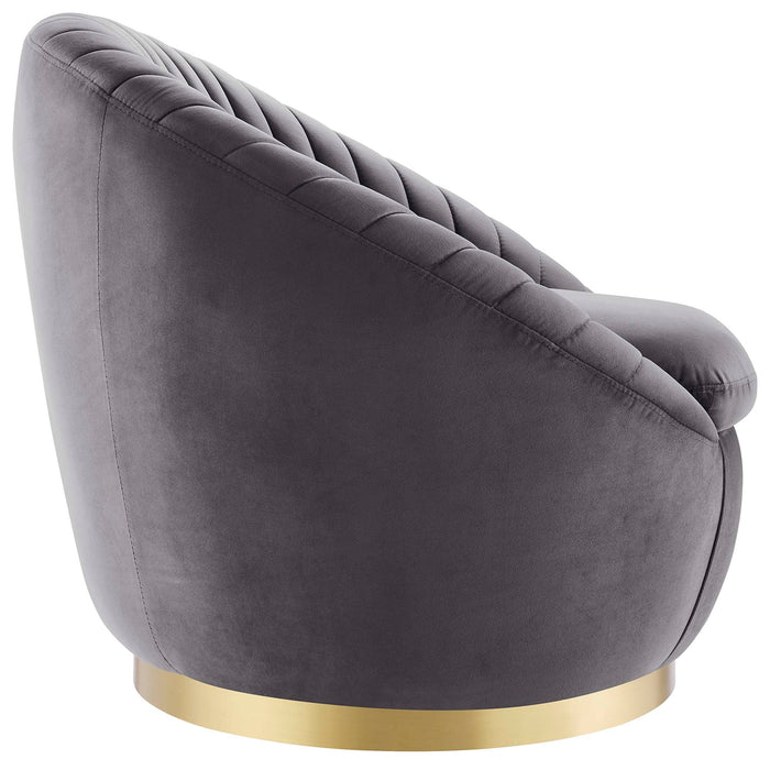 Whirr Tufted Performance Velvet Swivel Chair