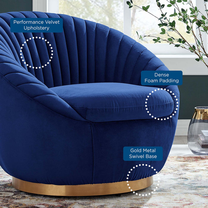 Whirr Tufted Performance Velvet Swivel Chair