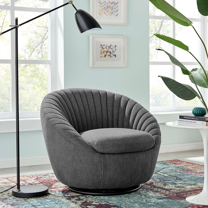 Whirr Tufted Fabric Swivel Chair