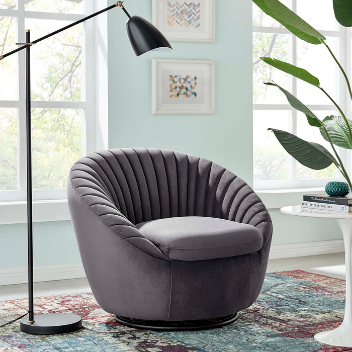 Whirr Tufted Performance Velvet Swivel Chair