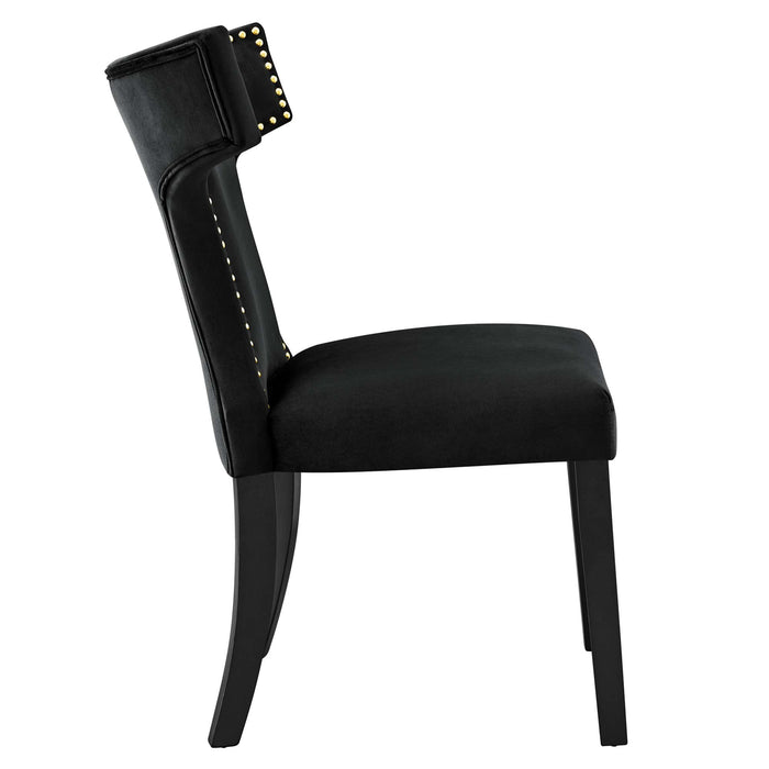 Curve Performance Velvet Dining Chairs - Set of 2