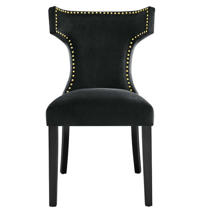 Curve Performance Velvet Dining Chairs - Set of 2