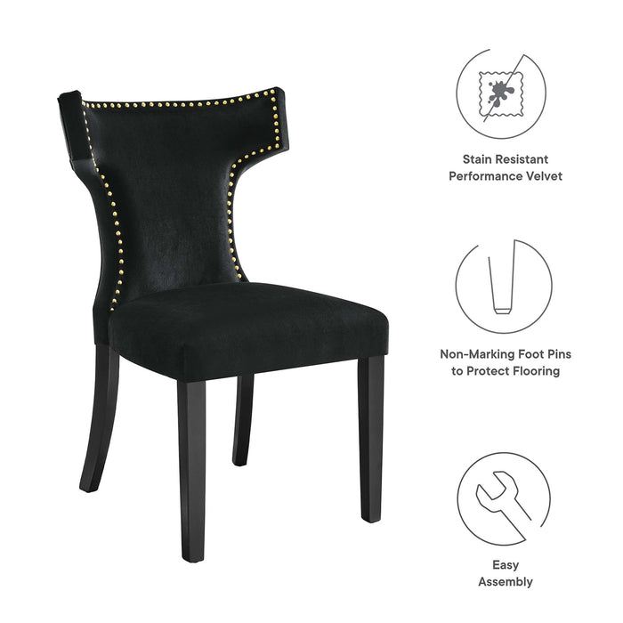 Curve Performance Velvet Dining Chairs - Set of 2