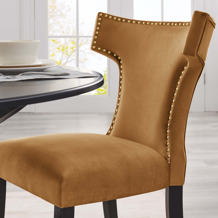 Curve Performance Velvet Dining Chairs - Set of 2