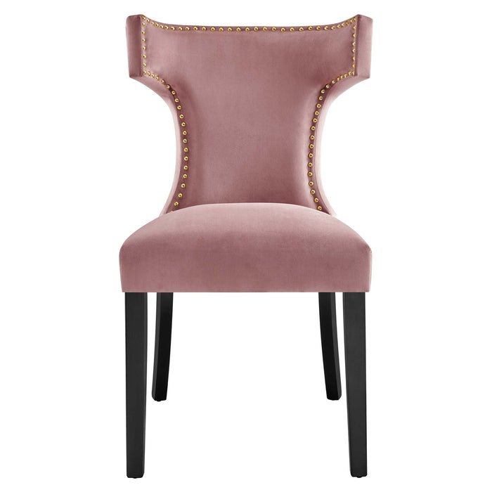 Curve Performance Velvet Dining Chairs - Set of 2