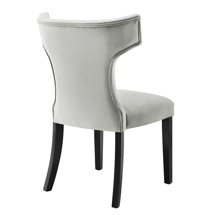 Curve Performance Velvet Dining Chairs - Set of 2