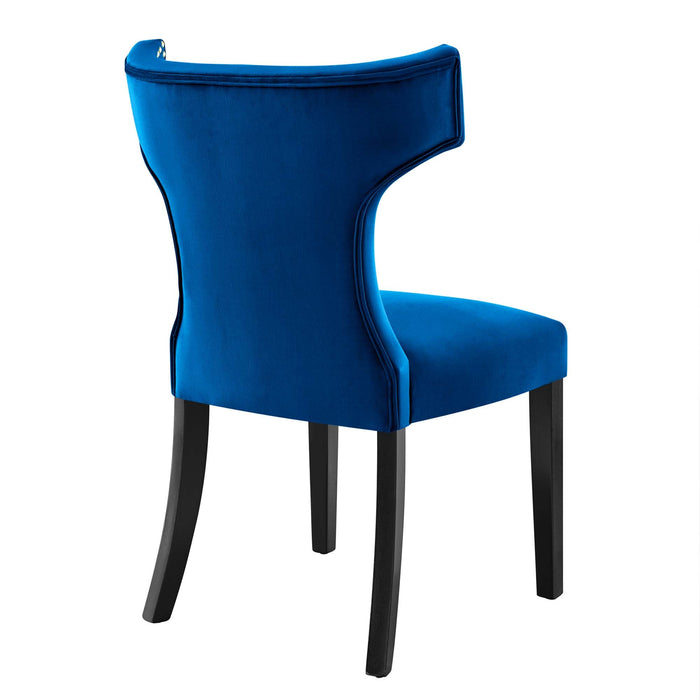 Curve Performance Velvet Dining Chairs - Set of 2