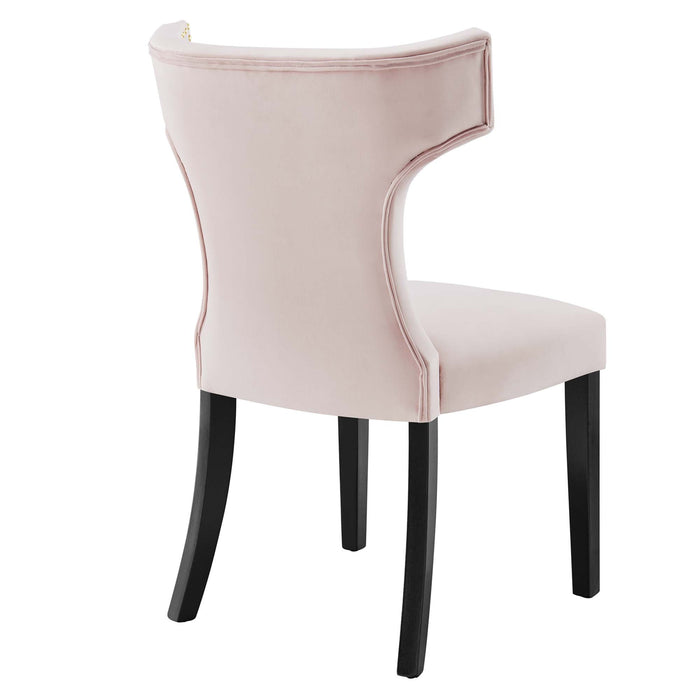 Curve Performance Velvet Dining Chairs - Set of 2