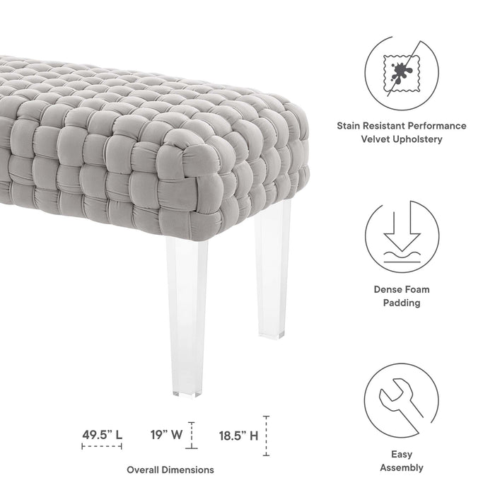 Prologue Woven Performance Velvet Ottoman