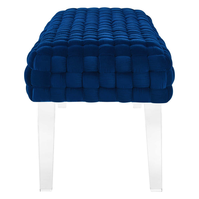 Prologue Woven Performance Velvet Ottoman