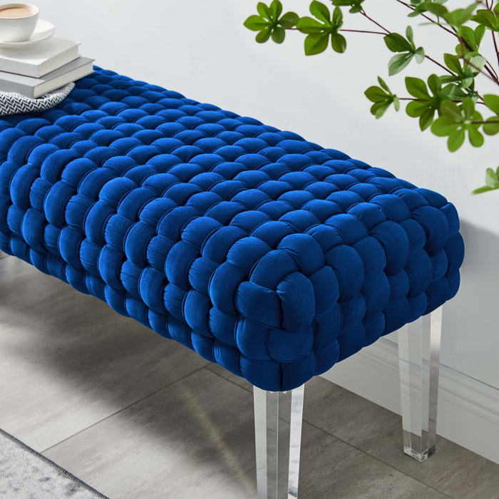 Prologue Woven Performance Velvet Ottoman