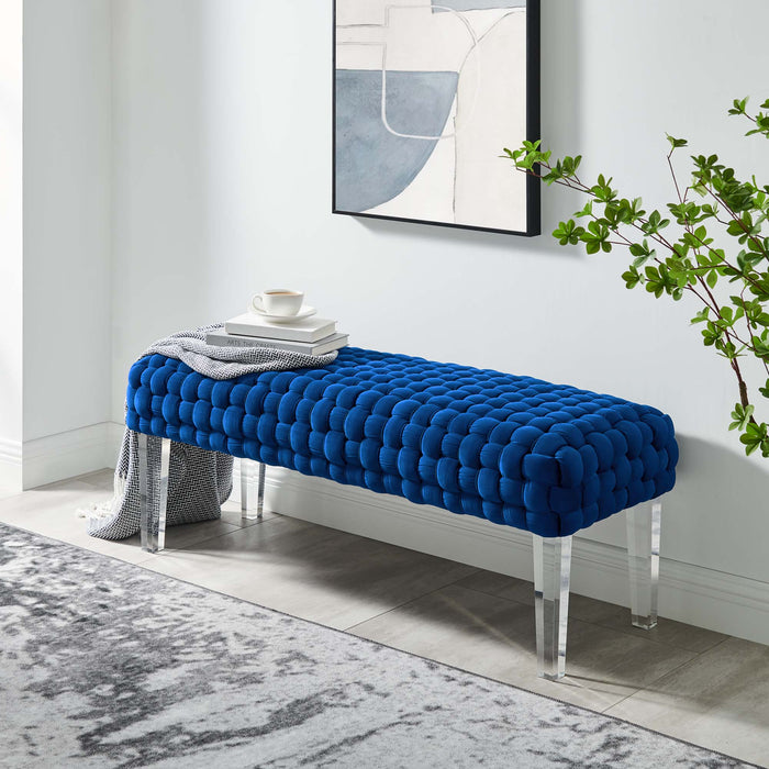 Prologue Woven Performance Velvet Ottoman