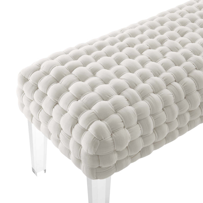 Prologue Woven Performance Velvet Ottoman