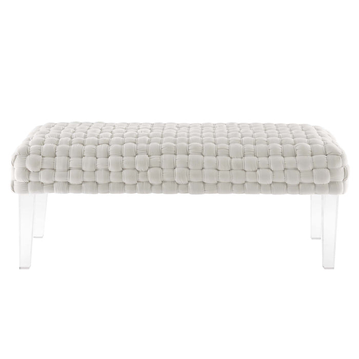 Prologue Woven Performance Velvet Ottoman