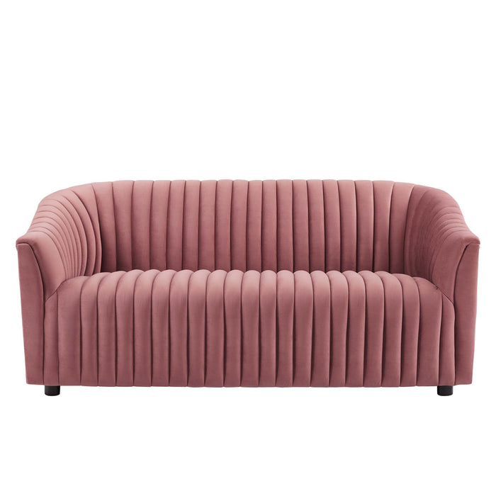 Announce Performance Velvet Channel Tufted Loveseat