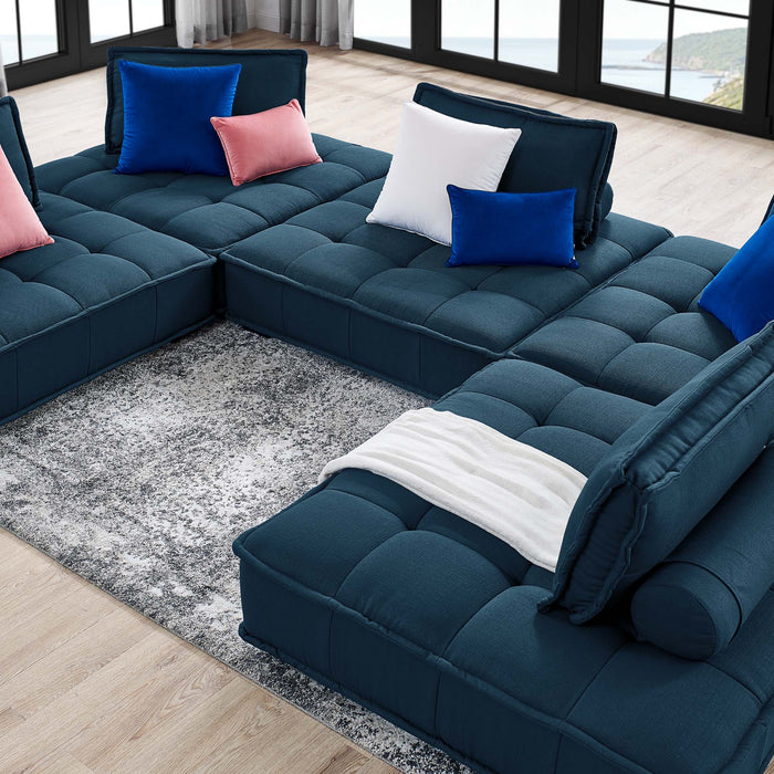 Saunter 5-Piece Tufted Fabric Fabric Sectional Sofa