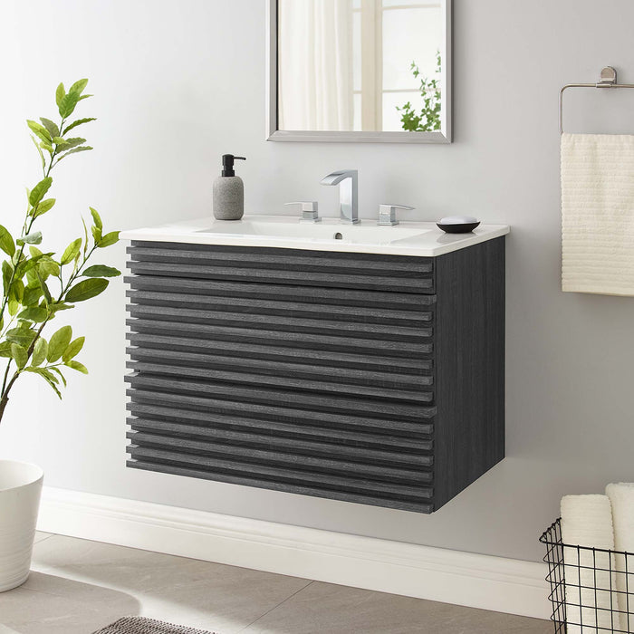 Render Wall-Mount Bathroom Vanity with White Basin Included