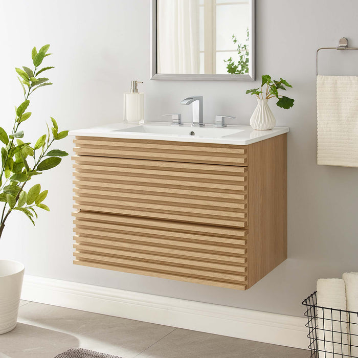 Render Wall-Mount Bathroom Vanity with White Basin Included