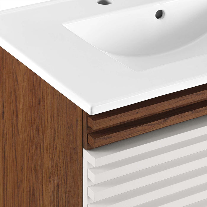 Render Wall-Mount Bathroom Vanity with White Basin Included