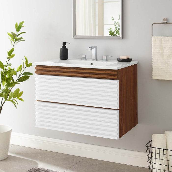 Render Wall-Mount Bathroom Vanity with White Basin Included