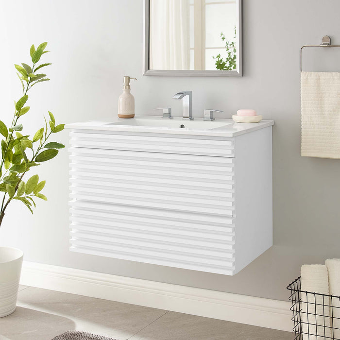 Render Wall-Mount Bathroom Vanity with White Basin Included