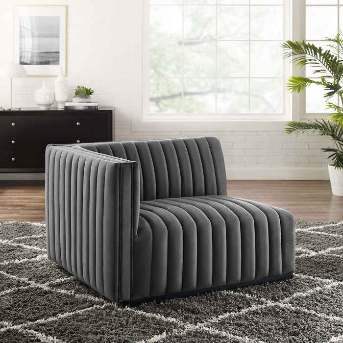 Conjure Channel Tufted Performance Velvet Left-Arm Chair