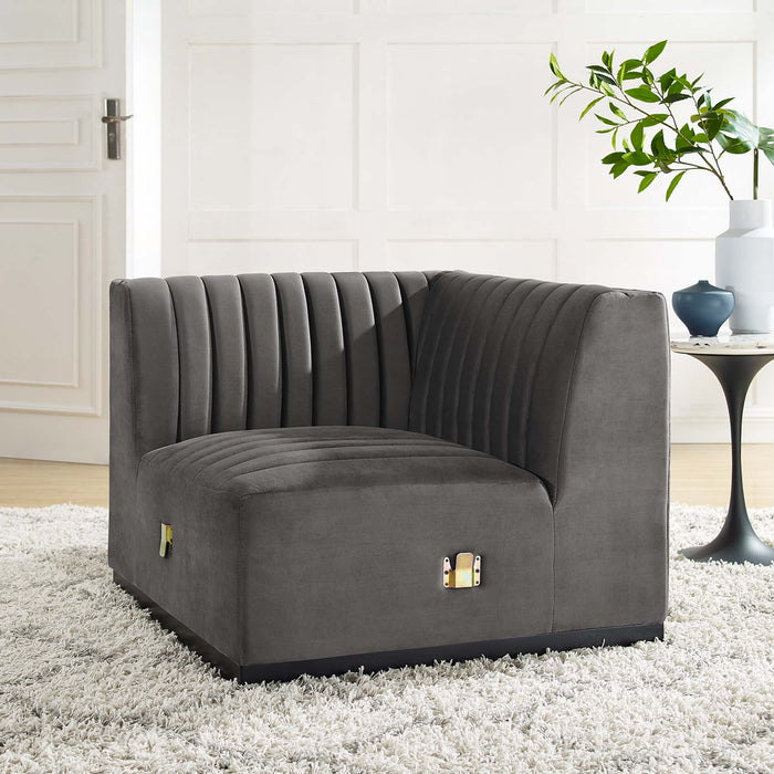 Conjure Channel Tufted Performance Velvet Left Corner Chair