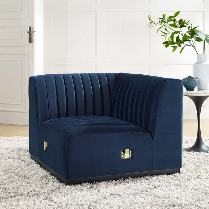 Conjure Channel Tufted Performance Velvet Left Corner Chair