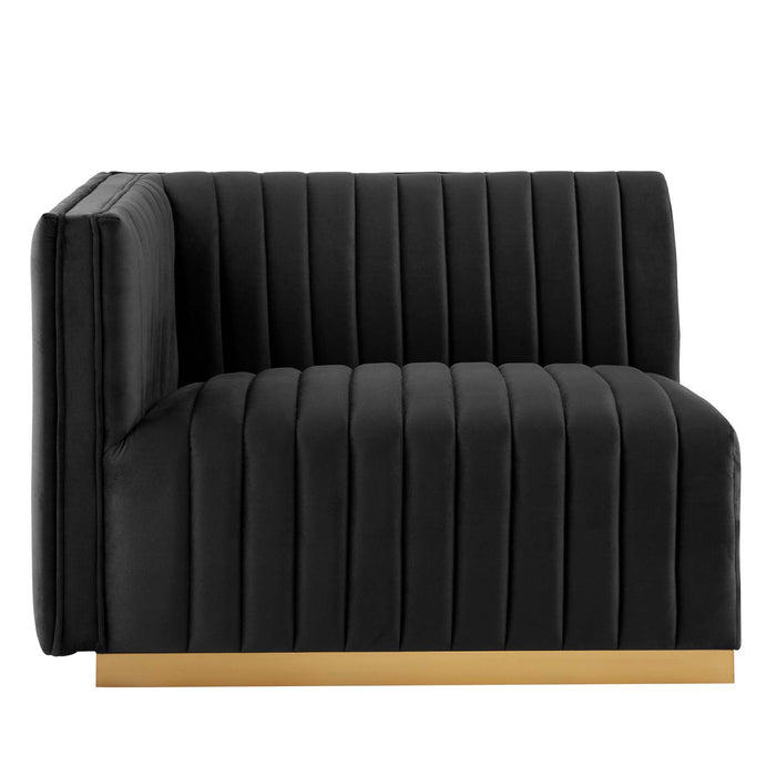 Conjure Channel Tufted Performance Velvet Left-Arm Chair