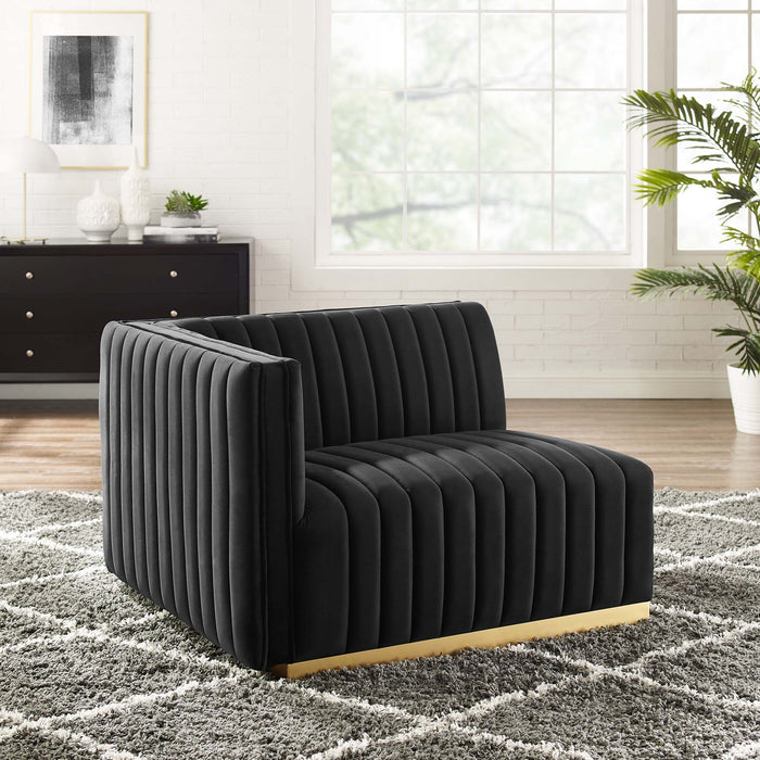 Conjure Channel Tufted Performance Velvet Left-Arm Chair