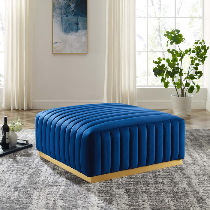 Conjure Channel Tufted Performance Velvet Ottoman