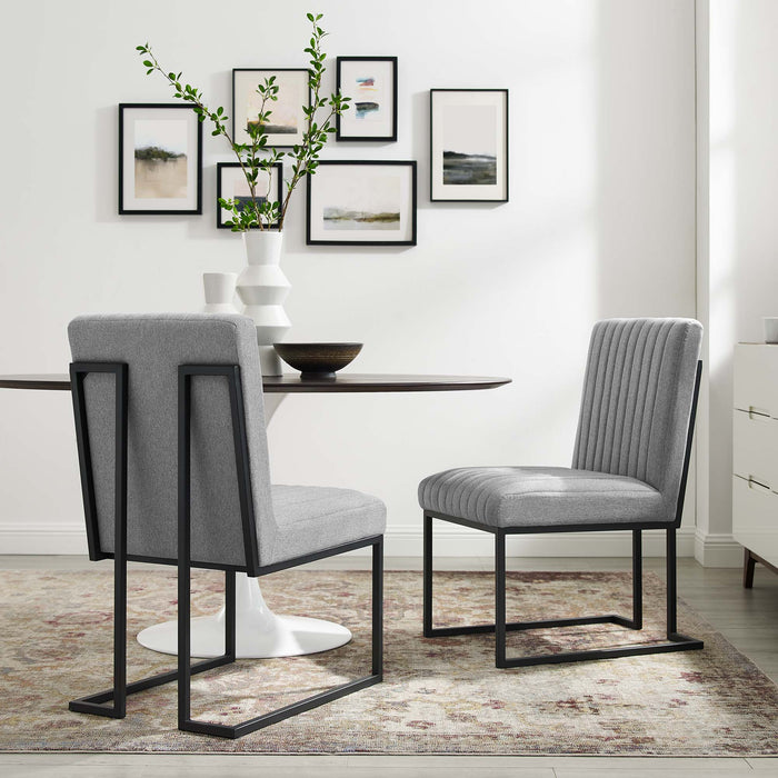 Indulge Channel Tufted Fabric Dining Chairs - Set of 2