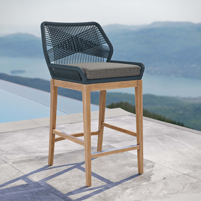 Wellspring Outdoor Patio Teak Wood Bar Stool