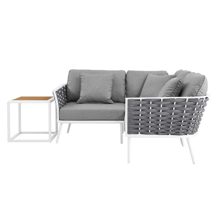 Stance 4 Piece Outdoor Patio Aluminum Sectional Sofa Set