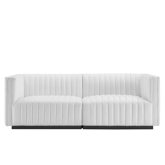 Conjure Channel Tufted Upholstered Fabric Loveseat