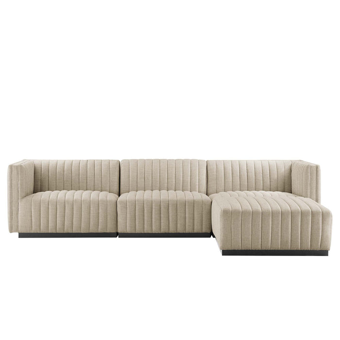 Conjure 4-Piece Channel Tufted Upholstered Fabric Sectional Sofa