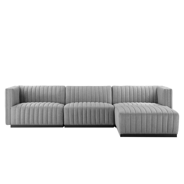 Conjure 4-Piece Channel Tufted Upholstered Fabric Sectional Sofa