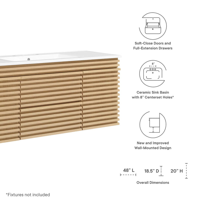 Render 48" Wall-Mount Bathroom Vanity Basin Included